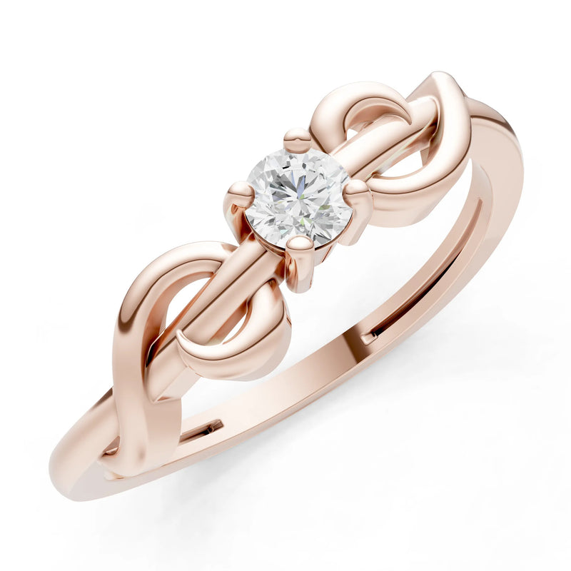 Double Knot Tiny Solitaire Andromeda Twist Ring - Round