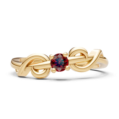 Double Knot Tiny Solitaire Andromeda Twist Ring - Round