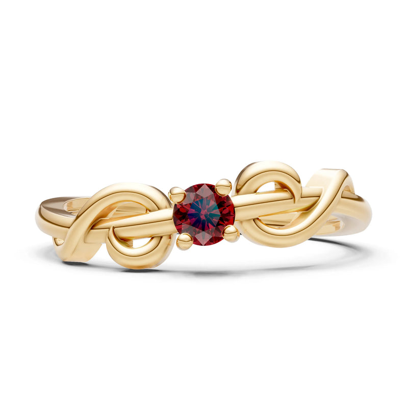 Double Knot Tiny Solitaire Andromeda Twist Ring - Round
