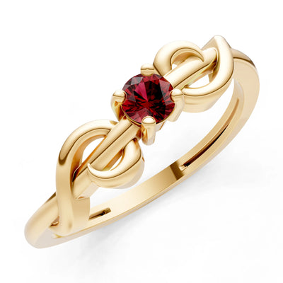 Double Knot Tiny Solitaire Andromeda Twist Ring - Round
