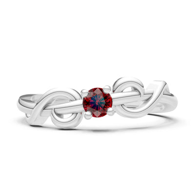 Double Knot Tiny Solitaire Andromeda Twist Ring - Round