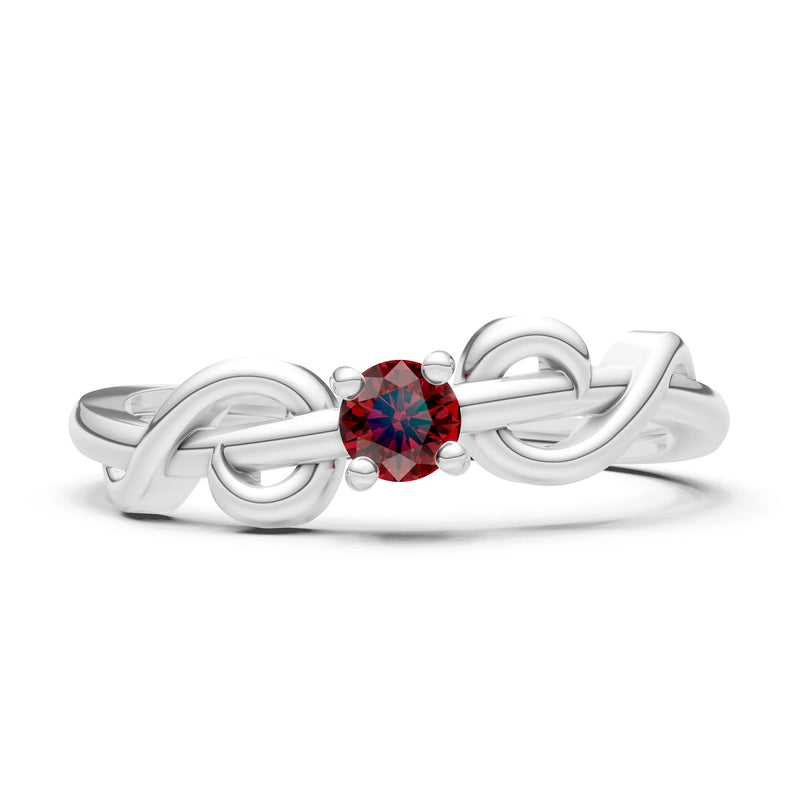 Double Knot Tiny Solitaire Andromeda Twist Ring - Round
