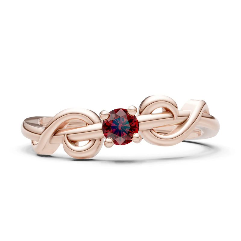 Double Knot Tiny Solitaire Andromeda Twist Ring - Round