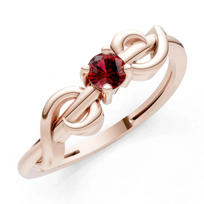 Double Knot Tiny Solitaire Andromeda Twist Ring - Round