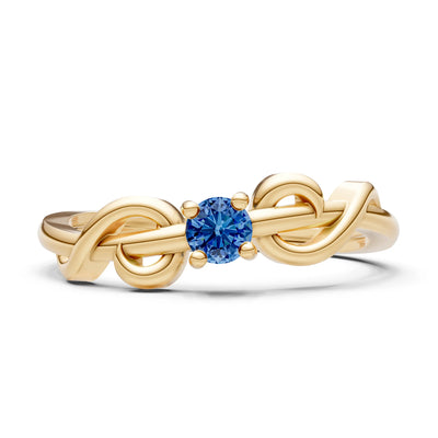 Double Knot Tiny Solitaire Andromeda Twist Ring - Round