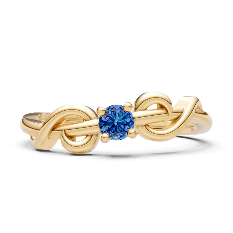 Double Knot Tiny Solitaire Andromeda Twist Ring - Round