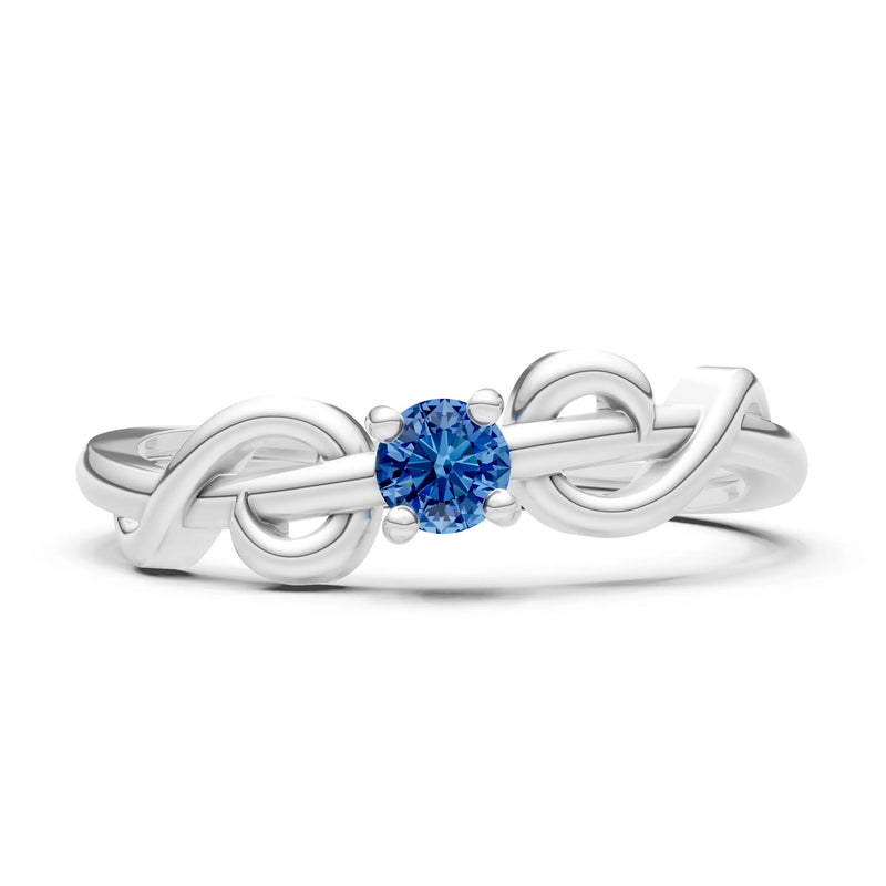 Double Knot Tiny Solitaire Andromeda Twist Ring - Round