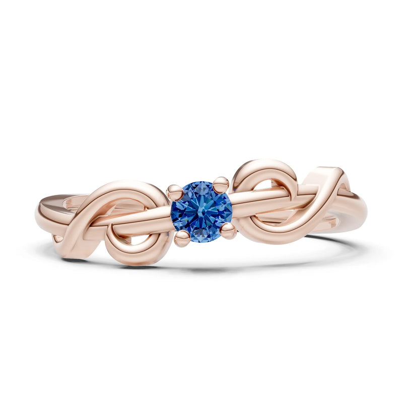 Double Knot Tiny Solitaire Andromeda Twist Ring - Round