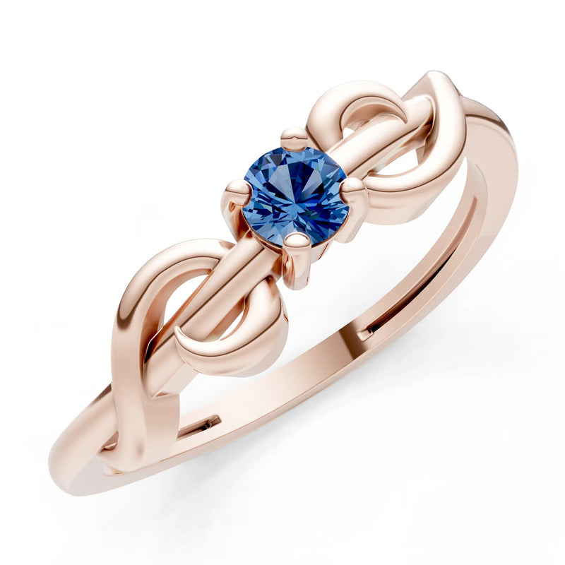 Double Knot Tiny Solitaire Andromeda Twist Ring - Round