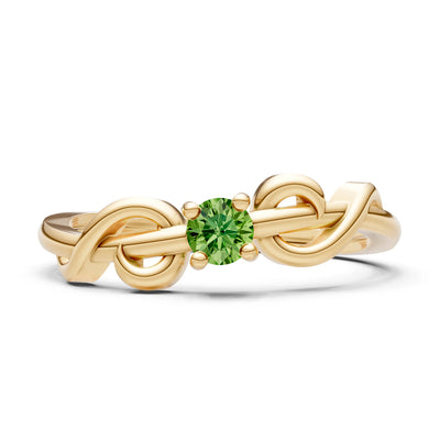 Double Knot Tiny Solitaire Andromeda Twist Ring - Round