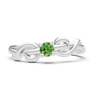 Double Knot Tiny Solitaire Andromeda Twist Ring - Round