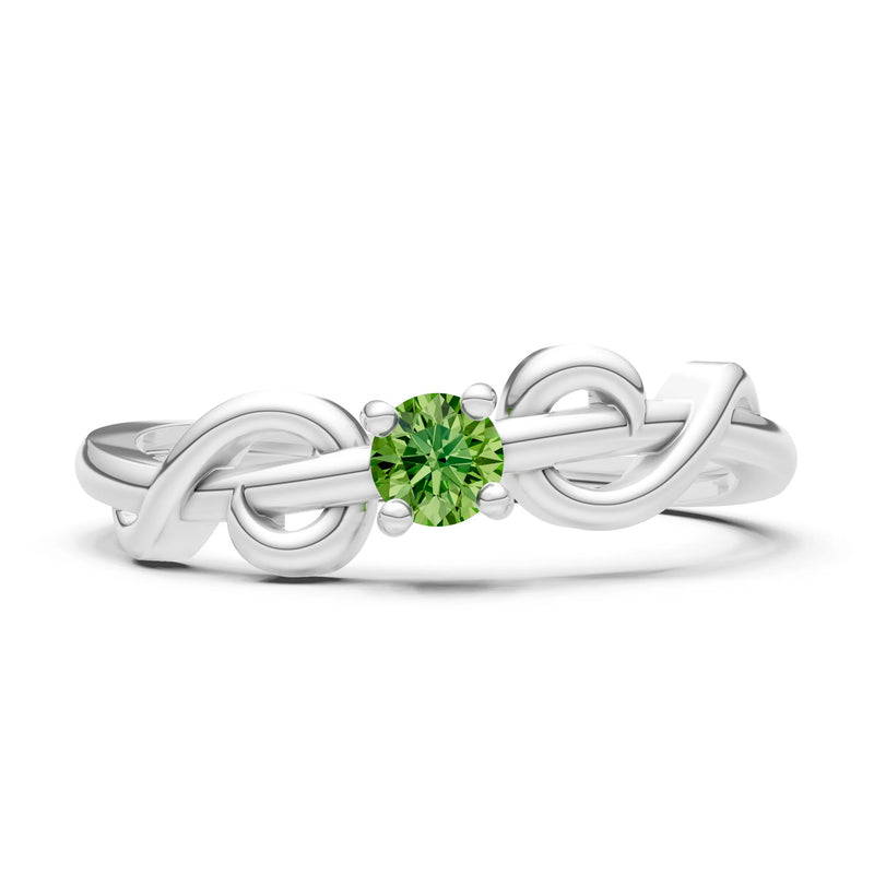 Double Knot Tiny Solitaire Andromeda Twist Ring - Round
