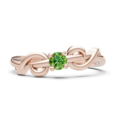Double Knot Tiny Solitaire Andromeda Twist Ring - Round