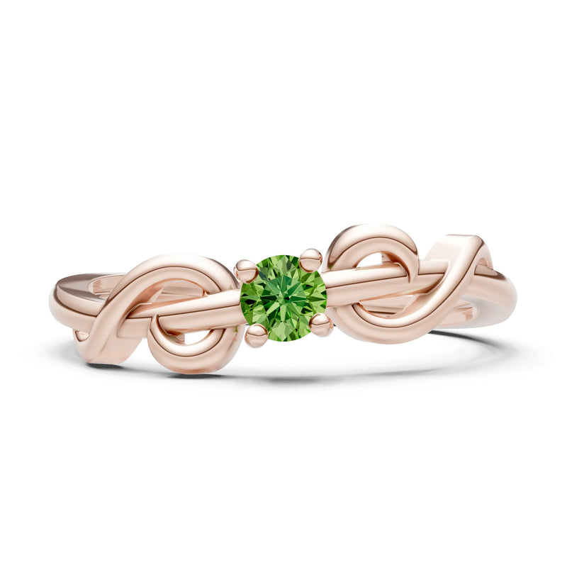 Double Knot Tiny Solitaire Andromeda Twist Ring - Round