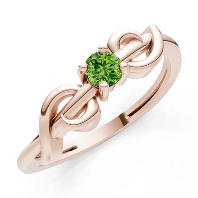 Double Knot Tiny Solitaire Andromeda Twist Ring - Round