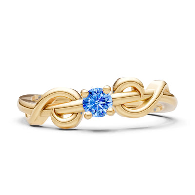 Double Knot Tiny Solitaire Andromeda Twist Ring - Round