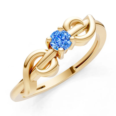 Double Knot Tiny Solitaire Andromeda Twist Ring - Round
