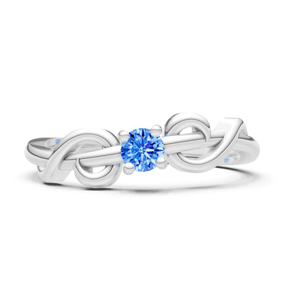 Double Knot Tiny Solitaire Andromeda Twist Ring - Round