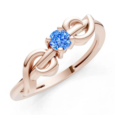 Double Knot Tiny Solitaire Andromeda Twist Ring - Round