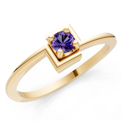 Amethyst Petite Solitaire Solara Core Ring