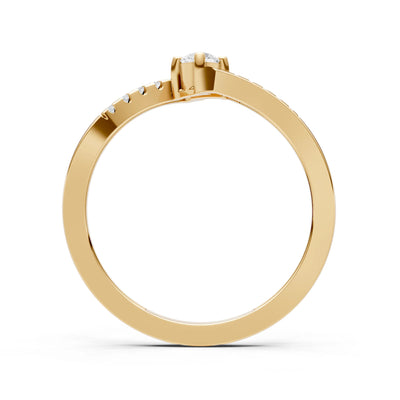 Diamond Bypass Accent Tiny Solitaire Ring