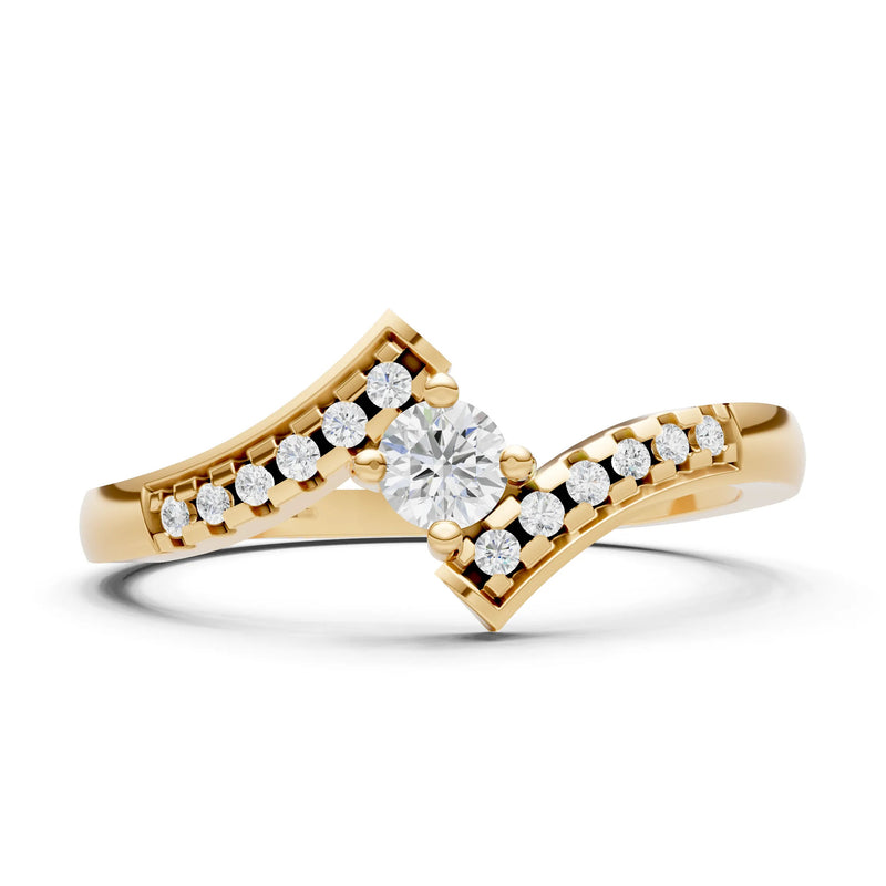 Diamond Bypass Accent Tiny Solitaire Ring