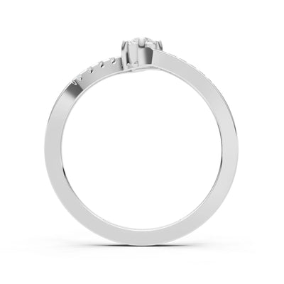 Diamond Bypass Accent Tiny Solitaire Ring