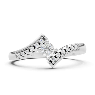 Diamond Bypass Accent Tiny Solitaire Ring
