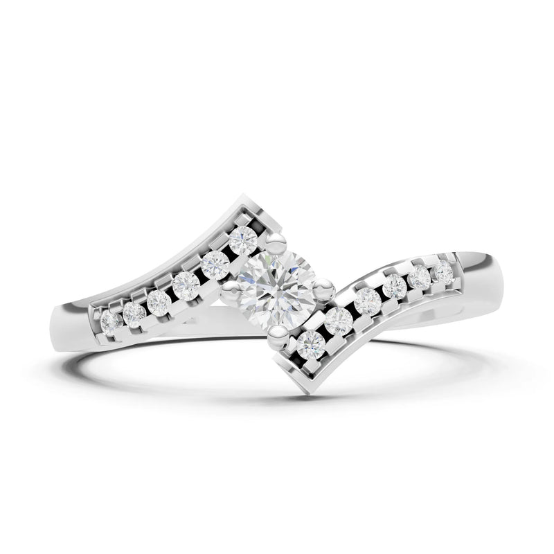 Diamond Bypass Accent Tiny Solitaire Ring