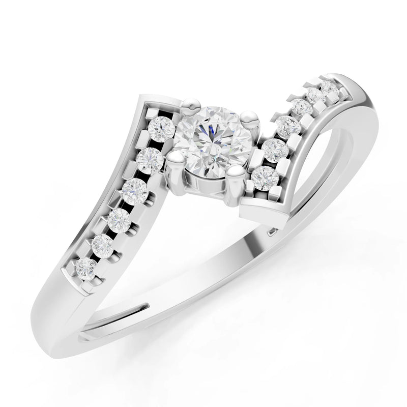 Diamond Bypass Accent Tiny Solitaire Ring