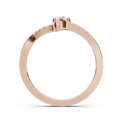 Diamond Bypass Accent Tiny Solitaire Ring