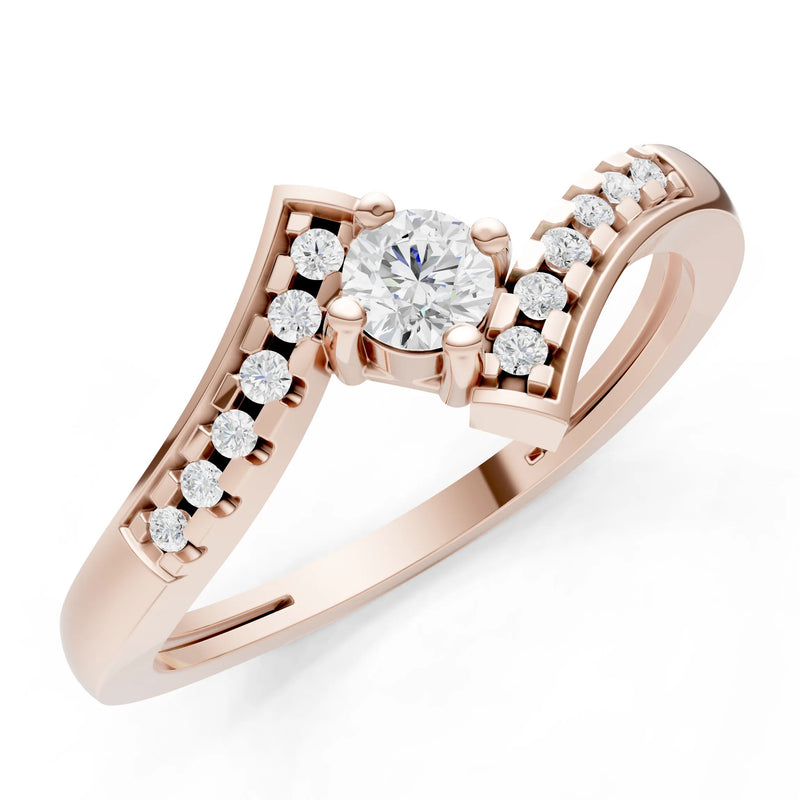 Diamond Bypass Accent Tiny Solitaire Ring