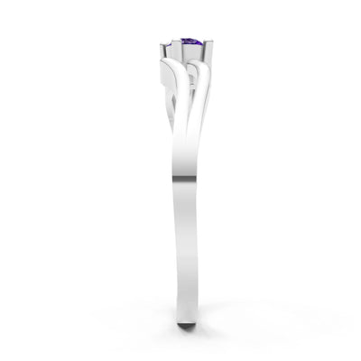 Amethyst Split Shank Tiny Solitaire Ring