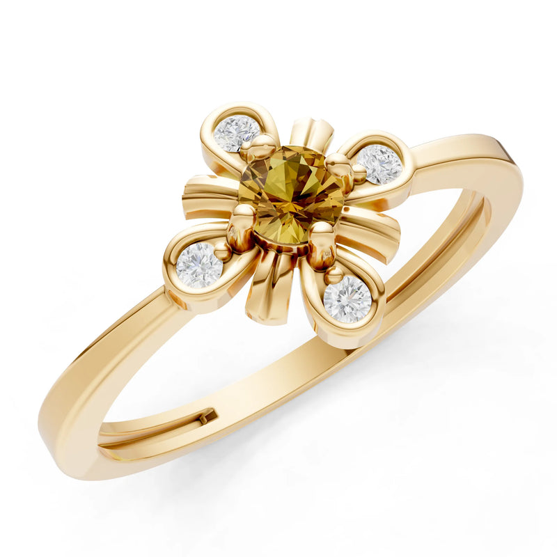 Floral Cluster Nova Bloom Ring - Round