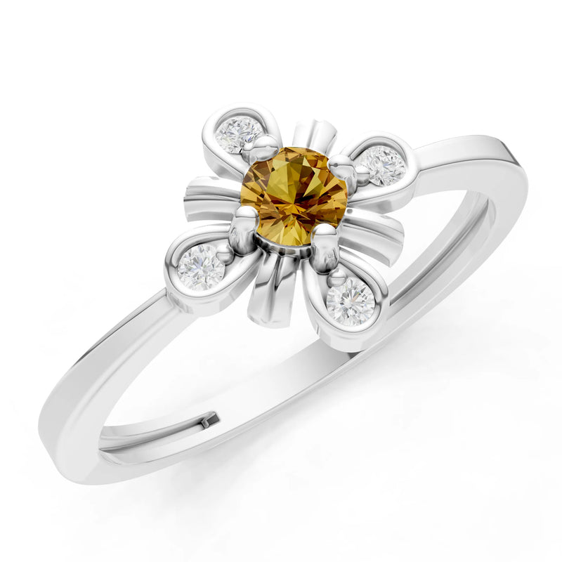 Citrine Floral Cluster Nova Bloom Ring - Round