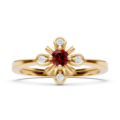 Floral Cluster Nova Bloom Ring - Round