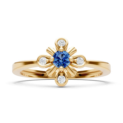 London Blue Topaz Floral Cluster Nova Bloom Ring - Round