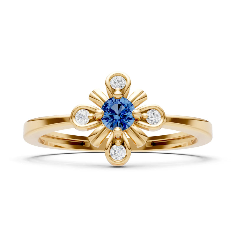 London Blue Topaz Floral Cluster Nova Bloom Ring - Round