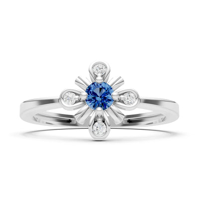 London Blue Topaz Floral Cluster Nova Bloom Ring - Round