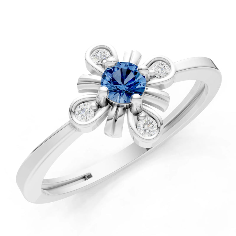 London Blue Topaz Floral Cluster Nova Bloom Ring - Round