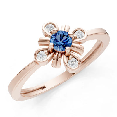 London Blue Topaz Floral Cluster Nova Bloom Ring - Round
