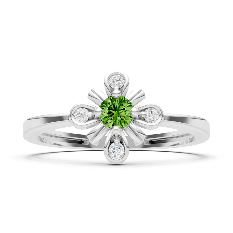 Peridot Floral Cluster Nova Bloom Ring - Round