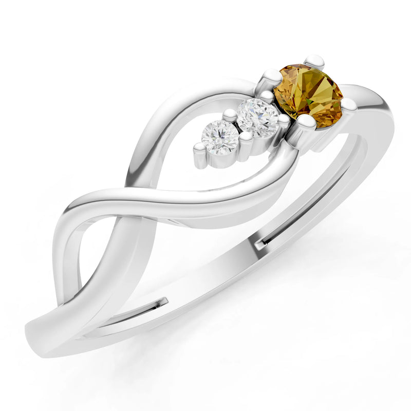 Intertwined Three-Stone Ring