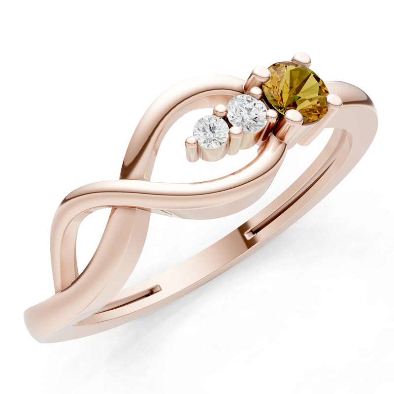 Intertwined Three-Stone Ring