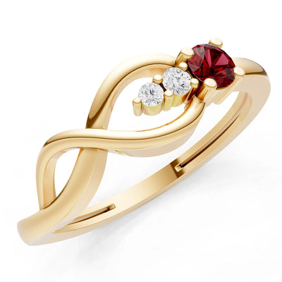 Intertwined Three-Stone Ring