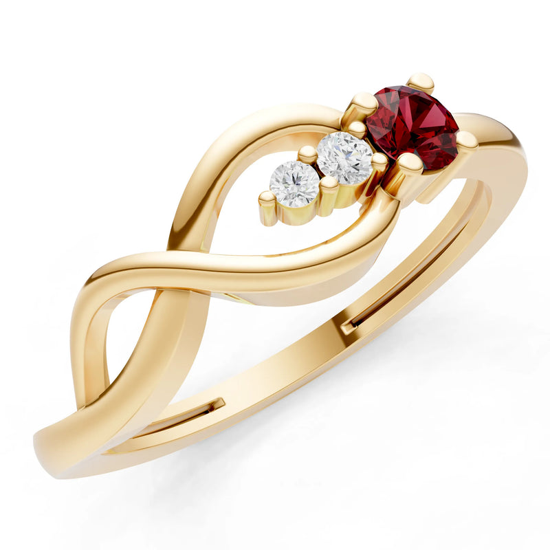 Intertwined Three-Stone Ring