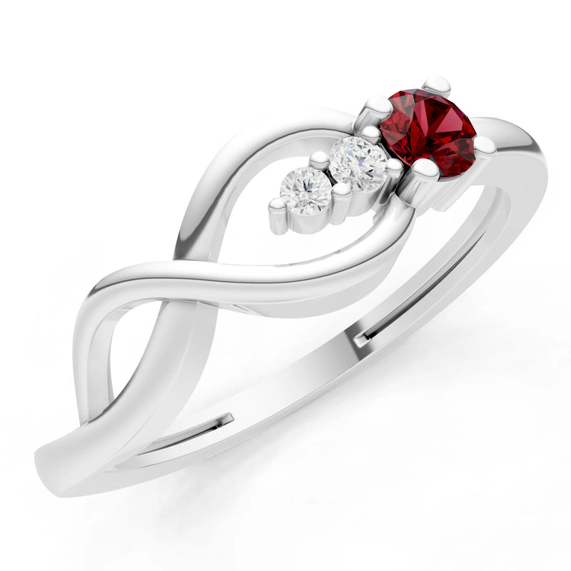 Intertwined Three-Stone Ring