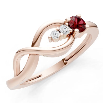 Intertwined Three-Stone Ring