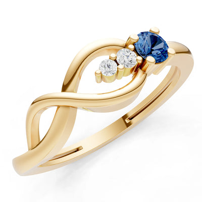 Intertwined Three-Stone Ring