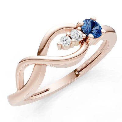 Intertwined Three-Stone Ring